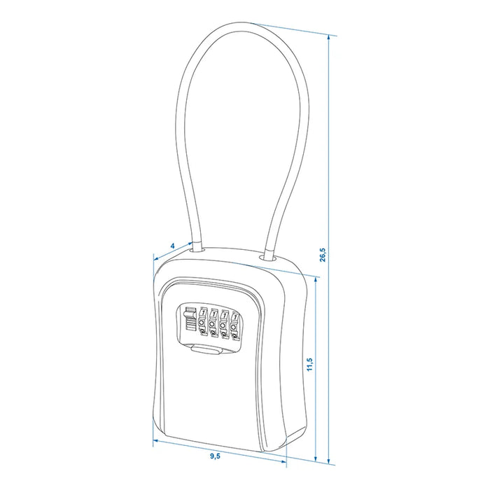 Nøgleskab med talkombination med ståltråd