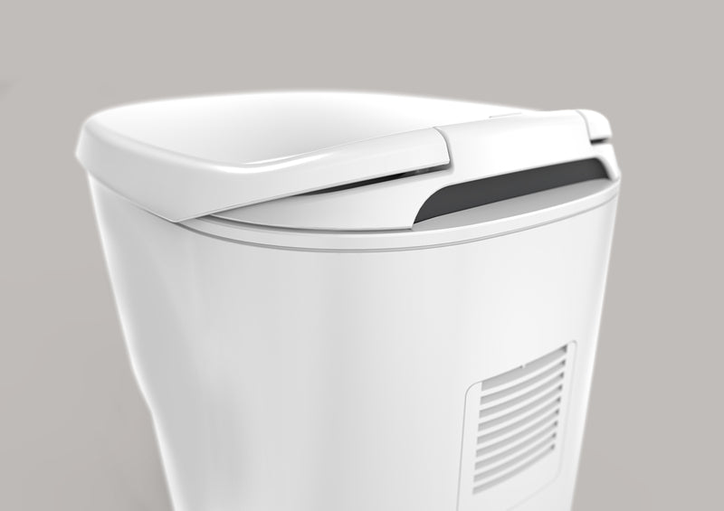 Clesana C1 toilet med L-adapter, sædehøjde 478 mm, posesystem, 12V